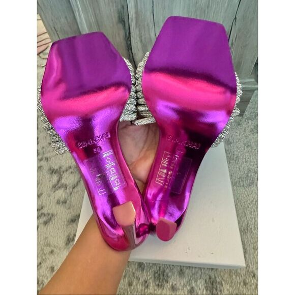 Jonathan Simkhai Lena Metallic Multi Crystal Strap Size 38 / 7.5 NEW - Picture 9 of 11